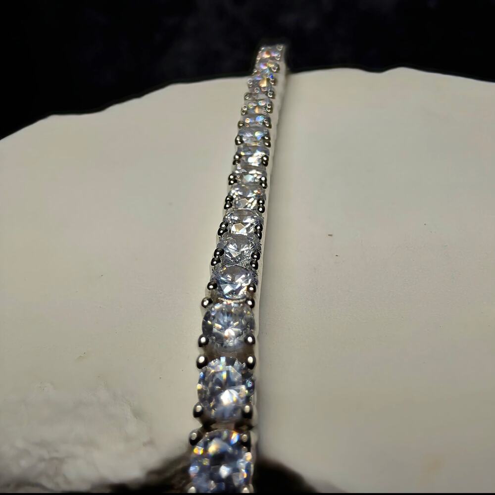 925 Sterling Silver 3.4mm CZ Tennis Bracelet - 7 Inches w/Box Lock - Picture 6 of 10